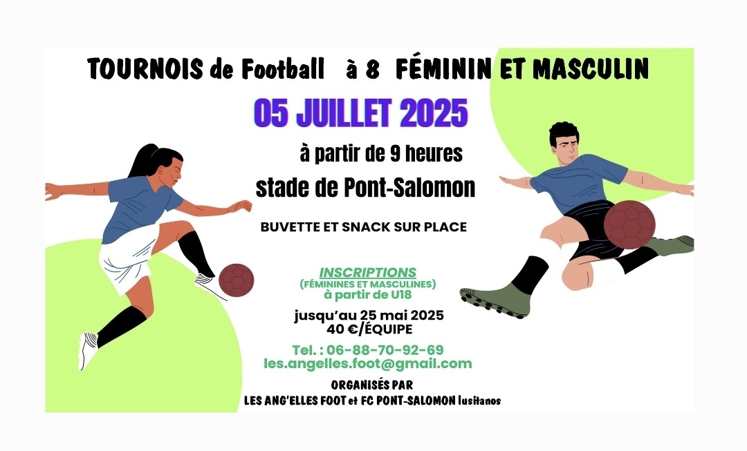 Tournois de Football à 8 Féminin et Masculin du 05 juillet 2025 à PONT-SALOMON (43330)